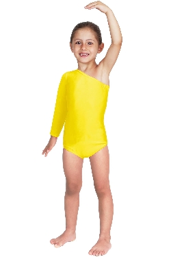 BODY DANZA LYCRA MONOSPALLA MANICA LUNGA GIALLO BABY